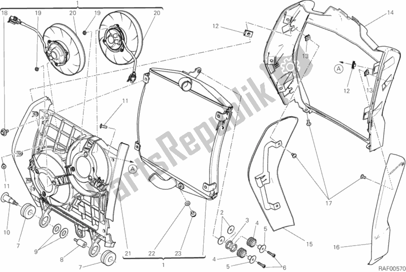Alle onderdelen voor de Waterkoeler van de Ducati Diavel Xdiavel S 1260 2016